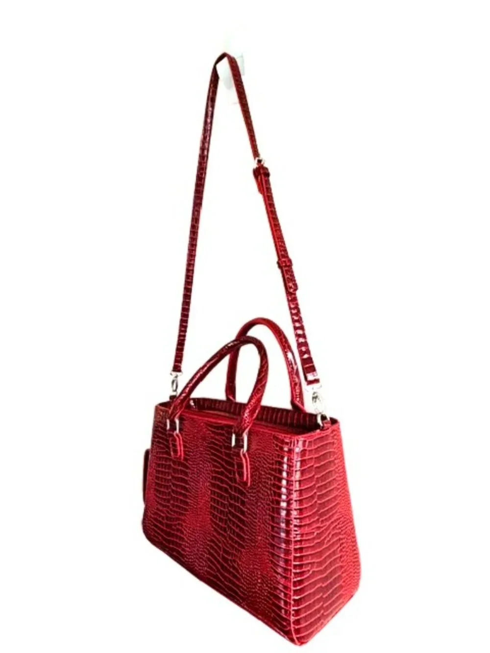 Primeware Burgundy Faux Croc Insulated Wine Dispenser Tote sans bladder